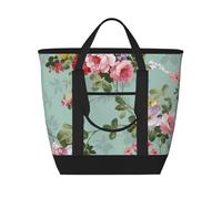 Vintage Elegant Pink Red Roses Pattern,Lunch Bags Large Capacity Insulated Tote Bag For Women Men Work Picnic Travel