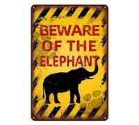 Vintage Elephant Metal Sign Beware of Elephant Aluminum Sign