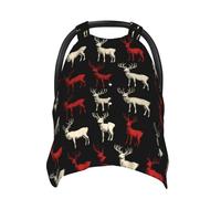 Vintage Elk Red White Print Baby Car Seat Covers, Breathable Nursing Cover Breastfeeding Cover, Stroller Covers, Multi-use Infant Carseat Canopy, Baby Boys Girls Newborn Essentials