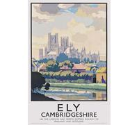 Vintage Ely Cathedral Cambridgeshire Travel Poster British Tourism LNER Railway Print - A3