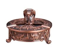 Vintage embossed ashtray, metal desktop decorative ashtray - with lid to protect against wind and fly ash, suitable for indoor or outdoor use(Red copper)