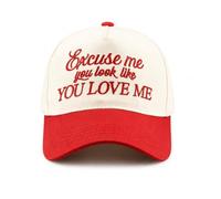 Vintage Embroidered Lettering Dad Hat Original Classic Low Profile Baseball Cap Golf Adjustable Unconstructed Plain Snapback, Red/Beige, One size