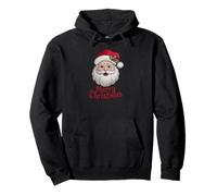 Vintage Embroidered Santa Claus Classic Merry Christmas Pullover Hoodie