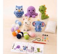 VINTAGE EMBROIDERY V.E. Animal Crochet Kit for Beginners Adults - Complete Kit with Step-by-Step Video Tutorials - Learn to Crochet Starter Kit with Yarn, Hooks, and Accessories