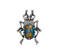 Vintage Enamel Beetle Brooch Antique Crystal Pins for Bug Lovers Statement Jewellery Gifts Charms Coat Suits Dress Accessories (Blue)