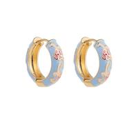 Vintage Enamel Flower Small Hoop Earrings Retro Elegant Flowers Earrings Colorful Flower Hoop Earring, Zinc, No Gemstone