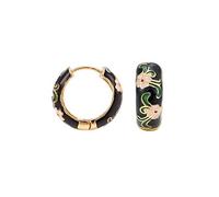 Vintage Enamel Flower Small Huggie Hoop Earrings Retro Japanese Style Flowers Earrings for Women Girls, Zinc, No Gemstone