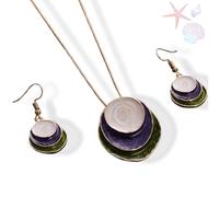 Vintage Enamel Jewelry Set Bohemian Enamel Three-layer Hoop Hollow Pendant Earring Set Jewelrys Sets Suitable for Casual Attire or Vacation (Purple)