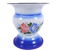 Vintage Enamel Spittoon for Home Bedroom Use, Blue | Non Slip Bottom, Easy to Clean, Chinese Style, Household Use, Pattern, Retro Look Random Style