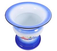 Vintage Enamel Spittoon Toilet Basin with Non Slip Bottom Blue | Home and Camping Use, Easy to Clean Enamel Finish, Retro Chinese Style, Pattern Design Random Style