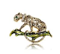 Vintage Enamel Spotted Leopard Brooch Rheinstone Cheetah Brooch Pin Gold Silver Climbing Leopard Accessory Wedding Birthday Party Christmas Jewelry for Women Men, Large, Metal Crystal Rhinestone, no