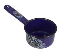 Vintage Enamel Water Ladle with Handle Blue Kitchen Utensil
