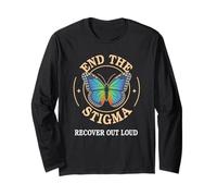 Vintage END The Stigma Sobriety Recovery Mode On Women AA Long Sleeve T-Shirt