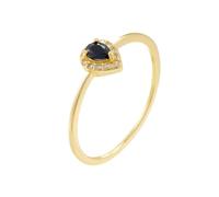 Vintage Engagement Ring, Beautiful Gift for Women Water Droplet with Black Agate 9K Yellow Gold Size T 1/2