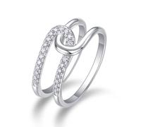 Vintage Engagement Ring Set, The Promise Ring Entwined Ring with Moissanite Silver Platinum Size T 1/2