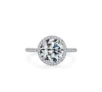 Vintage Engagement Rings, Promise Ring Daughter Circle Silver with Round Shape Lab Created Diamond 18K White Gold Size K 1/2