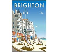 Vintage England Brighton City Beach Pier Chairs Travel Poster Retro Wall Art Canvas Poster Art Print Home Decor Room Decor Unframed 30x45cm