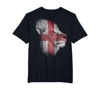 Vintage England Flag on Realistic Lion Head T-Shirt, Men's Big and Tall, Black, 5X Tall