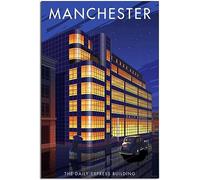Vintage England Manchester The Daily Express Building Travel Poster Retro Wall Art Canvas Poster Art Print Home Decor Room Decor Unframed 30x45cm