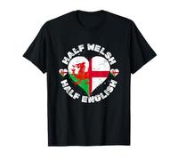 Vintage England Wales Flag for Half Welsh Half English Fans T-Shirt