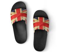 Vintage English Flag Shower Shoes Slipper for Women Men Beach Slippers Quick Drying Non Slip Open-Toe Sandals