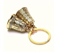 Vintage Engraved Brass Bell Keychain Tibetan Scripture Lucky Bell Pendant Backpack Key Ring Gift For Men Women