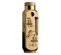 Vintage Engraved Skull Pipe Trench Lighter Reusable Soft Flame Copper Trench Retro Kerosene Lighter for Daily Carry (Seven Deadly Sins)