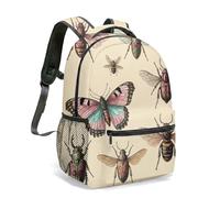 Vintage Entomology All Over Print 16 Inch Backpack Butterfly Bee Beetle Pattern Natural History Art School Bag (01)