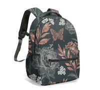 Vintage Entomology All Over Print 16 Inch Backpack Butterfly Bee Beetle Pattern Natural History Art School Bag (09)