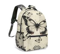 Vintage Entomology All Over Print 16 Inch Backpack Butterfly Bee Beetle Pattern Natural History Art School Bag (02)