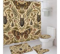 Vintage Entomology Botanical Butterfly Beetle Shower Curtain Sets