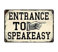 Vintage Entrance To Speakeasy Tin Sign Retro Speakeasy Decor Speak Easy Funny Metal Signs Speakeasy Party Decorations For Boys Room 20s Wall Art Decoration Sign 8x6