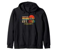 Vintage Est 2021 Limited Edition Classic 2021 Retro Birthday Zip Hoodie