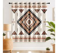 Vintage Ethnic Blackout Curtains for Living Room, Aztec Pattern Curtains Bedroom Home Decor, Thermal Eyelet Ring Top Blackout Panels, 46 x 54 Inch Drop
