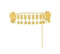 Vintage Ethnic Golden Coins Tassel Hollow Out Belly Dance Waist Chains, Bohemian Indian Turkish Gypsy Carved Metal Body Belt Chains,Adjustable Women Jewelry Gifts Party Celebration Accessories