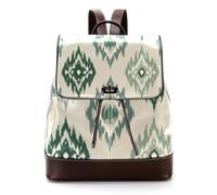 Vintage Ethnic Ikat Pattern in Sage Green Tones Women Backpack, Small Travel Flap Rucksack Handbag Causal Daypack for Ladies Girls