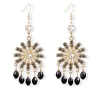 Vintage Ethnic Style Colorful Crystal Flower Lightweight Dangle Drop Earrings Bohemian Petals Tassels Teardrop Floral Earrings for Women, 0, Metal, No Gemstone