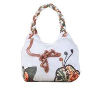 Vintage Ethnic Style Tote Bag for Middle-Aged Women | Literary Canvas Handbag | Stylish Mother Satchel(Orange Butterfly)