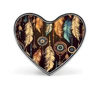 Vintage Ethnic Tribal Feather Button Pin Design Your Own Personalized Pin Cute Button Badge Exquisite Heart Badge Fashion Brooch Metal Decorative Lapel Pins for Hat Clothes Backpack