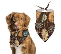 Vintage Ethnic Tribal Feather Dog Bandana Personalized Soft Triangle Pet Scarf Washable Adjustable Dog Scarf Lightweight Pet Bib Breathable Pet Bandana for Small Medium Large Pet Scarves
