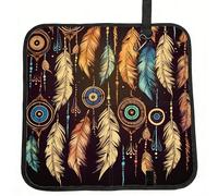 Vintage Ethnic Tribal Feather Sitting Pad Lightweight Waterproof Folding Seat Pad Compact Portable Camping Seat Mat Memory Foam Travel Seat Cushion for Hiking, Picnics, Outdoor 15.8 x 15.8 in