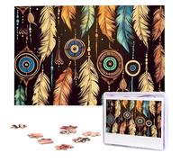 Vintage Ethnic Tribal Feather Wooden Puzzles for Adults 1000 Pieces Personalized Jigsaw Puzzle Interesting Custom Photo Puzzles Gift for Holiday Birthday Wedding Anniversay