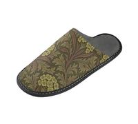 Vintage Euphorbia Flower Pattern William Morris Warm Slippers For Women Slippers For Indoor with Memory Foam For House, Bedroom