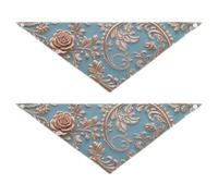 Vintage European Golden Rose Dog Bandanas Snap Button Pet Scarf for Boy and Girl Cute Pet Holiday Set for Dogs Cats 2 Pack