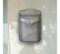 Vintage European-Style Wrought Iron Letterbox Creative Household Suggestion Box, Wall-Mounted Decorative Storage for Outdoor Gardens, Courtyard (Rust Grey)