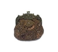 Vintage Evening Pearl Clutch for Women Bridal Wedding Purse Rhinestone Handbag Exquisite Handmade Floral Shoulder(Coffee)