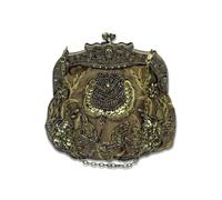Vintage Evening Pearl Clutch for Women Bridal Wedding Purse Rhinestone Handbag Exquisite Handmade Floral Shoulder(Army Green)