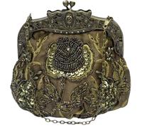 Vintage Evening Pearl Clutch for Women Bridal Wedding Purse Rhinestone Handbag Exquisite Handmade Floral Shoulder(Army Green)