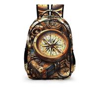 Vintage Explorer Compass Backpack - Laptop Backpack for Women, Stylish Daypack for School Work Travel