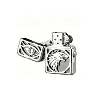 Vintage Eye Flip Top Oil Kerosene Lighter Windproof Reusable Wheel Grinding Open Flame Fire Lighter for Camping Hiking (B)